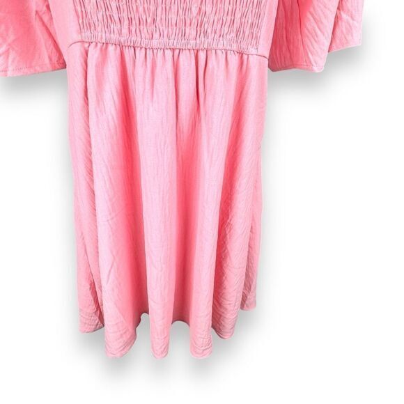 Smocked Pink Babydoll Dress Womens Size XL‎ Flutter Flowy Coquette Dollette - Picture 11 of 11